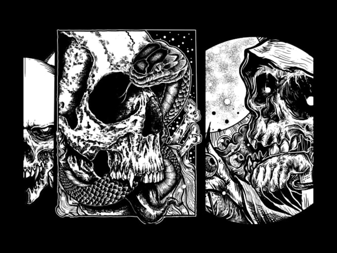 create dark art skull for your brand or band