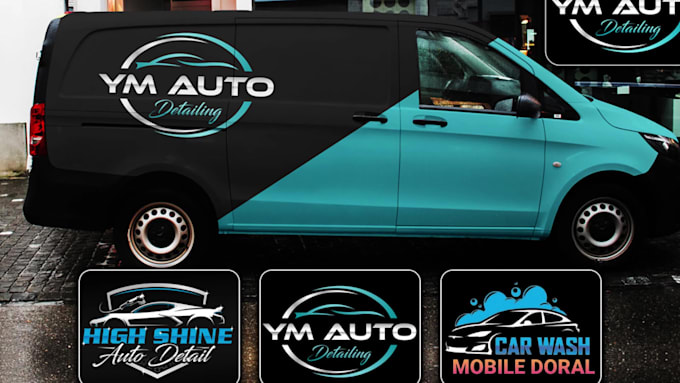 design logo mobile auto detailing, car wash vehicle cleaning