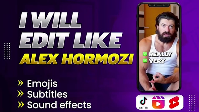 edit instagram reels, tiktok videos, youtube shorts with alex hormozi captions