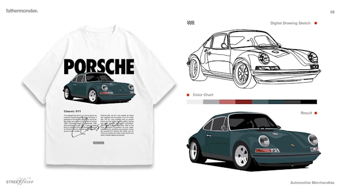 design car illustration t shirt and automotive apparel