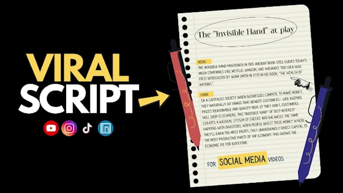 research and write video scripts for social media and commercials