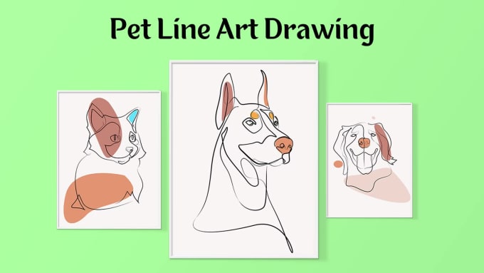 Draw pet dog cat animal into one line art drawing for gift by Jokosembung13  | Fiverr