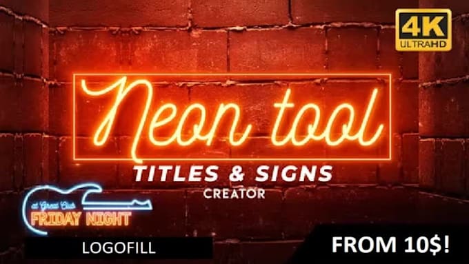 do amazing neon logo animation video intro outro, neon text