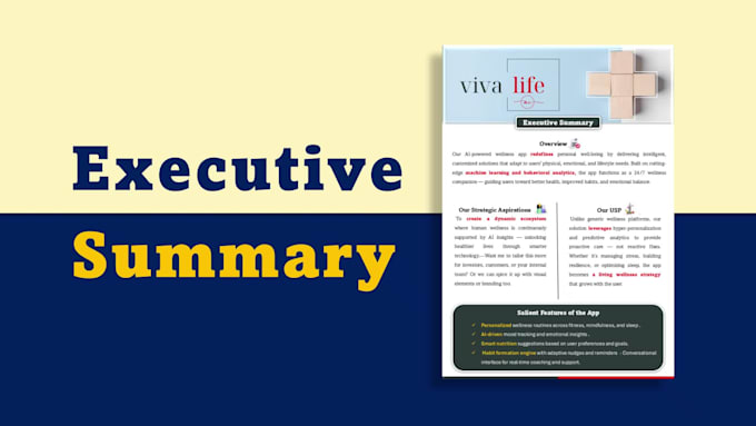 design business executive summary or one pager in powerpoint