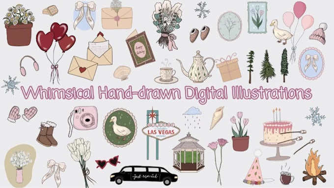 draw whimsical and adorable doodles for you