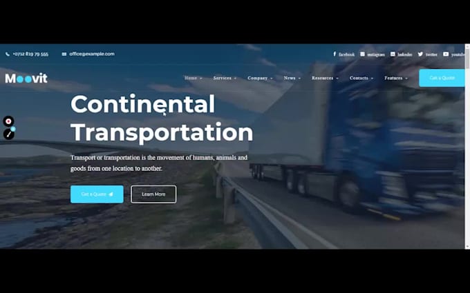 build logistics website, courier wesbsite, transport website with tracking quote