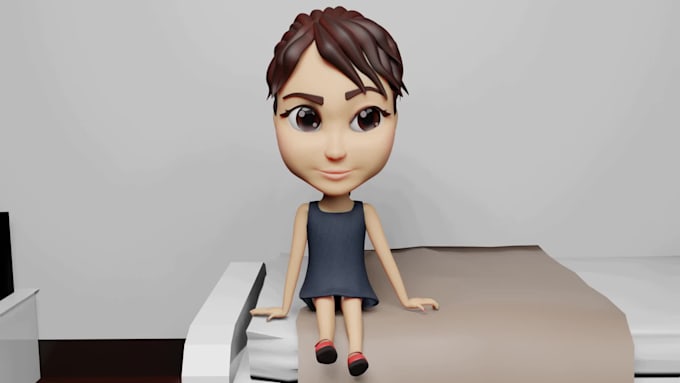 make 3d cartoon character, animate, add music