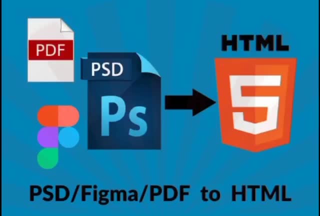 convert PSD to HTML, figma to HTML, PDF to HTML with responsive