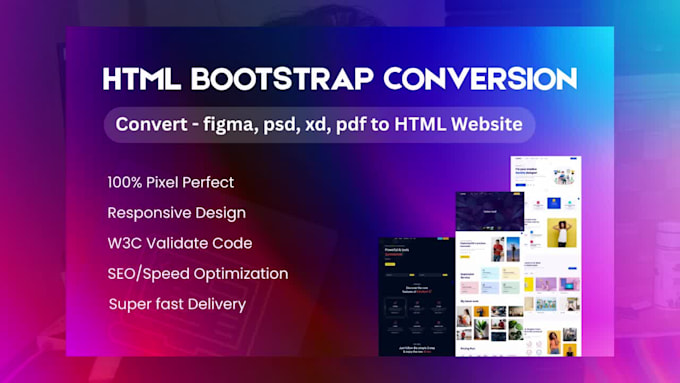 convert figma to html, psd to html, xd to html responsive