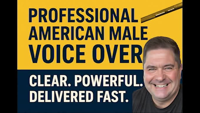 record a professional american male voice over in clear english