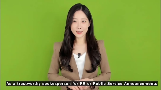be a korean ugc creator, video spokesperson on green screen