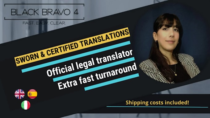 provide certified sworn translation english spanish italian