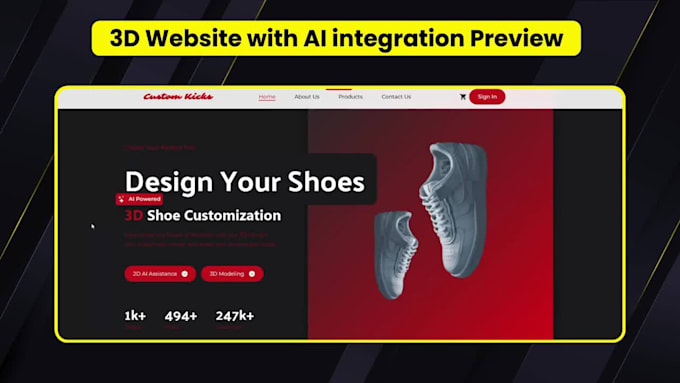 create a stunning react website with 3d and ai features