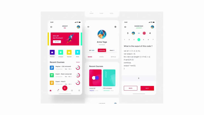 build a quiz app, trivia app, question app and tutorial app