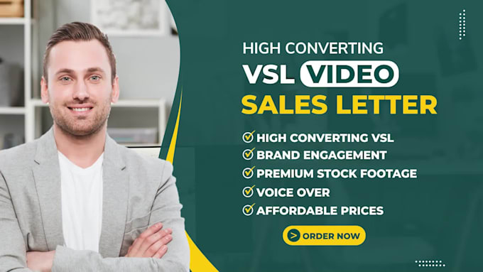 Top 5! I will create a high converting vsl video sales letter  for $35