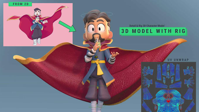 create a 3d cartoon character