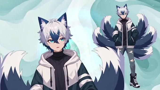 draw 2d vtuber model, 2d avatar, live2d vtuber, vtuber model, fantasy art
