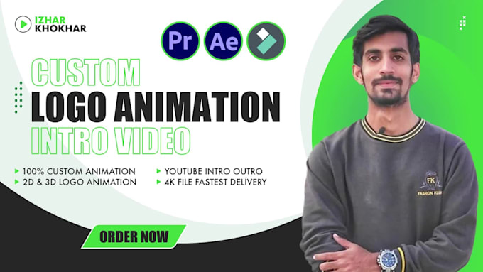 do custom logo animation and youtube intro video editing