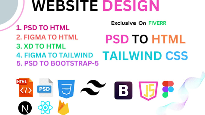 create responsive and modern websites using reactjs, javascript and tailwind CSS