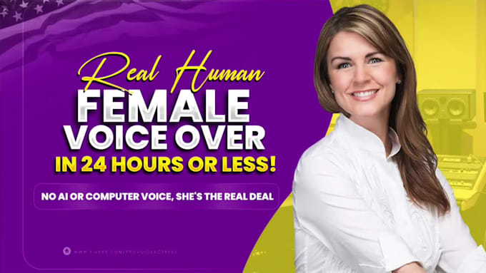 record a relatable, real human, american female voice over in 24 hrs or less