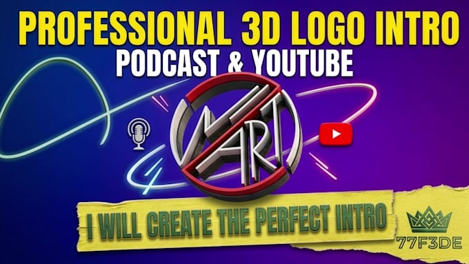 create a custom 3d animated logo intro for podcast and youtube