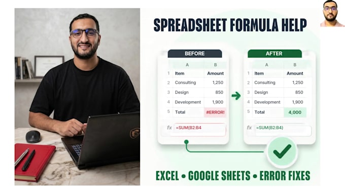 fix excel and google sheet formulas, functions, errors, code