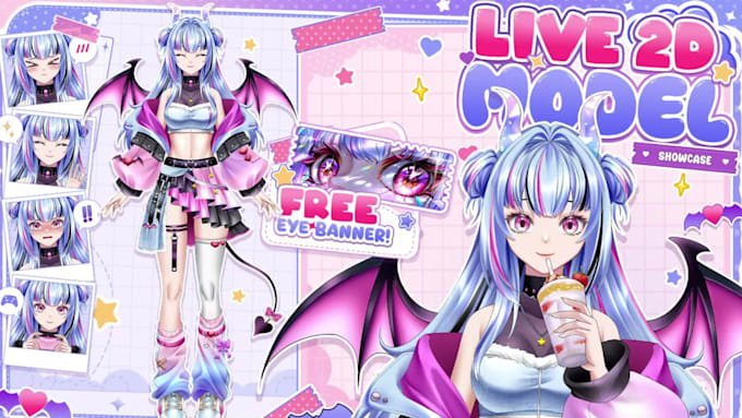 design and rigging live 2d vtuber model anime style for vtube studio