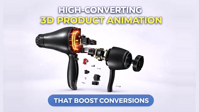 make custom 3d product hero launch animation video for ecommerce ads