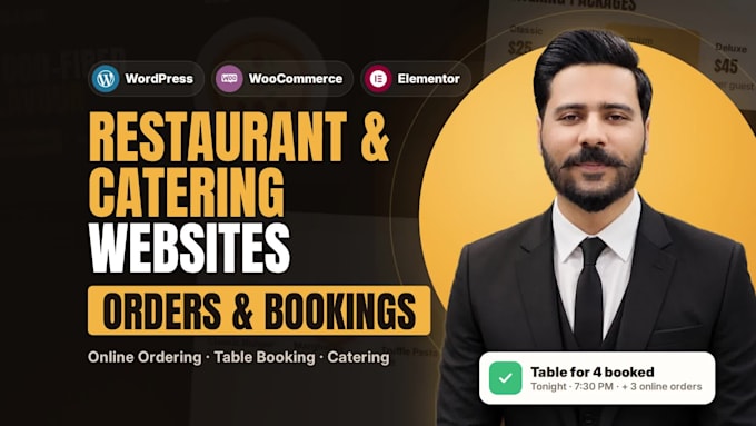 create restaurant booking catering food delivery website