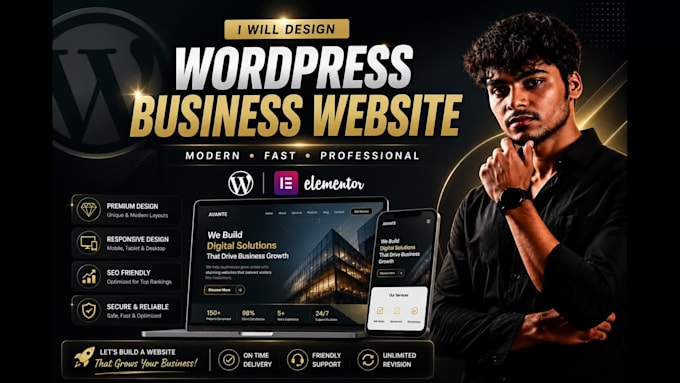 design wordpress website, business website using elementor