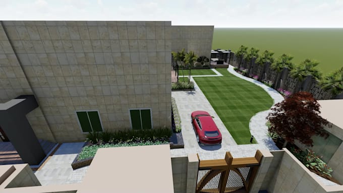 create luxury 3d landscape designs for residential outdoor spaces