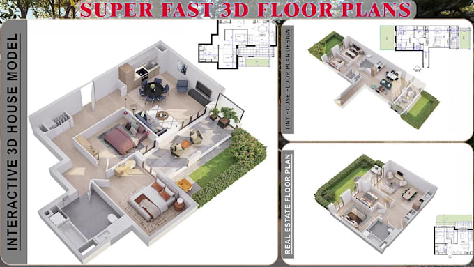 create realistic 3d floor plan, virtual staging in 8 hours