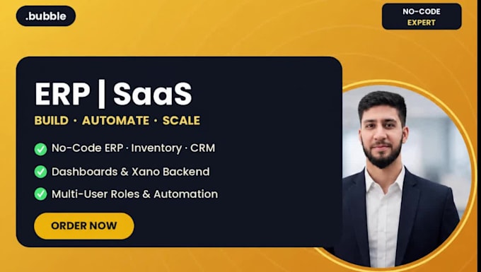 build a saas mvp, crm or erp web app with bubble io, xano and python