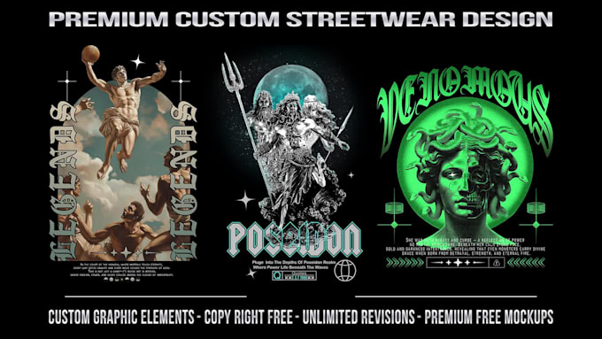 create custom streetwear t shirt design and hoodies design