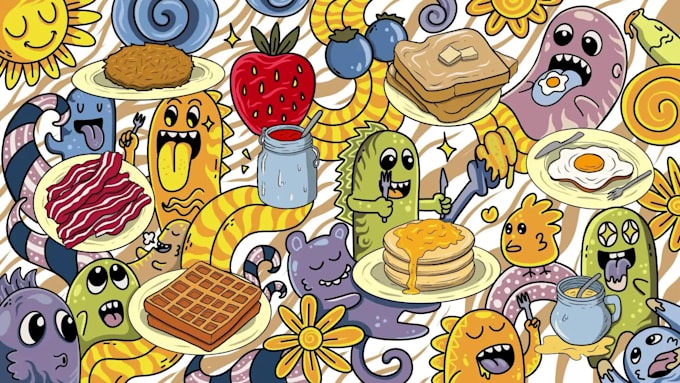 awesome doodle character designs for your merch