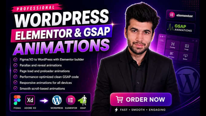 develop animated wordpress websites with elementor and gsap