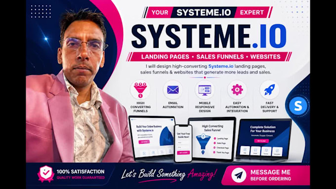 build a systemeio landing page website and sales funnel