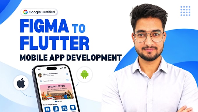 be flutter developer to convert figma to flutter app, front end mobile app UI UX