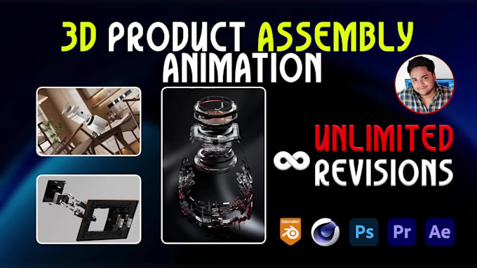 create realistic 3d product animation and exploded assembly video