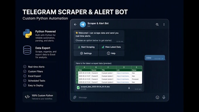 build custom python telegram scraper and alert bot