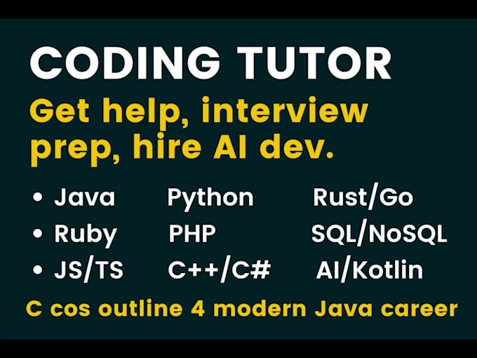 teach java, python, sql, rust, php and c sharp programming