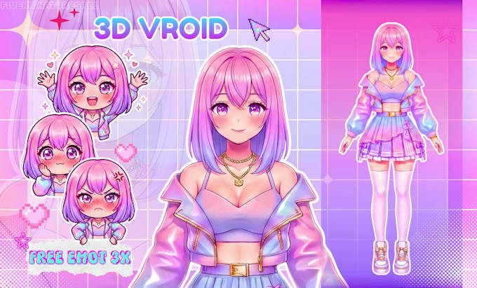 create vtuber 3d model, vroid avatar with rigging for vrchat