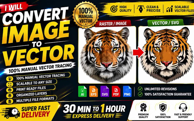 manually redraw any image into print ready vector files