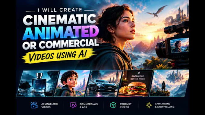 create a cinematic, animated or commercial video using ai