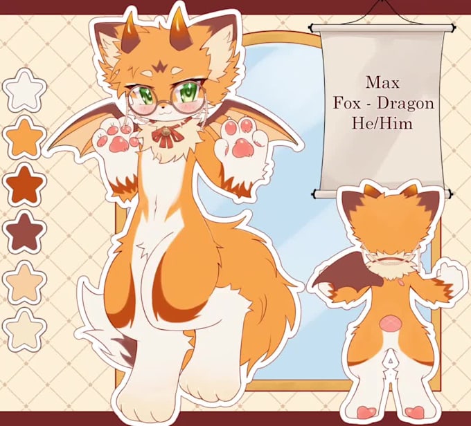 draw you a cute kemono furry reference sheet