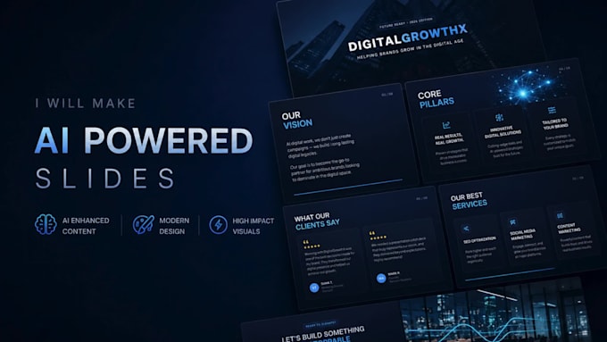 design a clean ai presentation or powerpoint pitch deck
