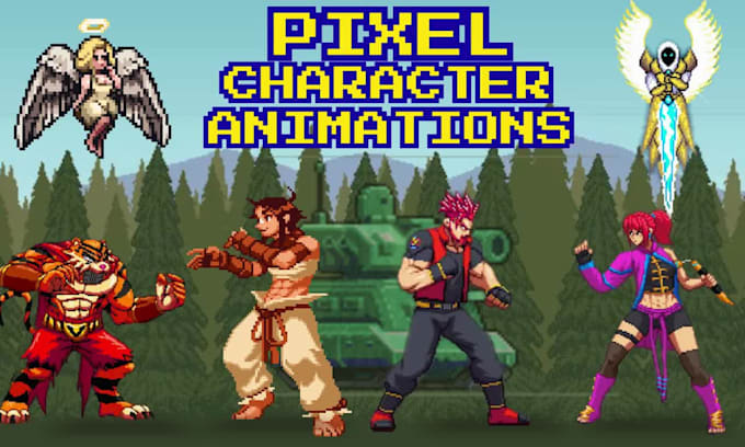 create pixel art animation pixel sprite sheet and  character animation for game
