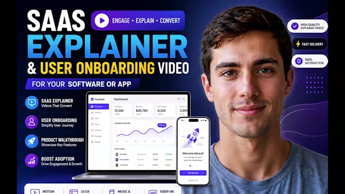 create saas explainer video and user onboarding video for your software or app