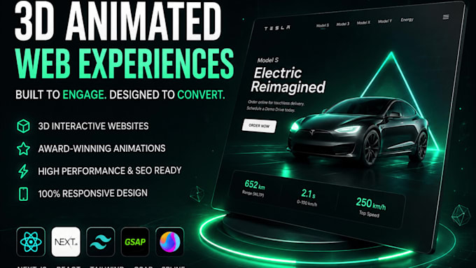 build a 3d animated web app using nextjs, gsap and threejs