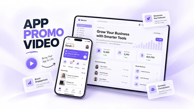 create a custom mobile app promo video, website explainer, and saas promo video